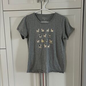 J. Crew Mercantile Gray Tee with Llama Pattern